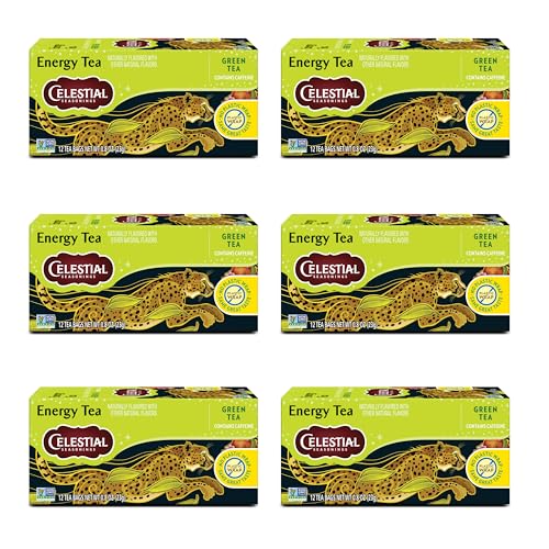 Celestial Seasonings Energy Green Tea, Caffeinated, 12 Bags (Pack of 6)