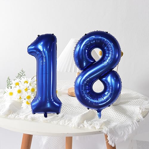 40 Inch Navy Blue Number 80 Foil Balloon for 80th Birthday Party