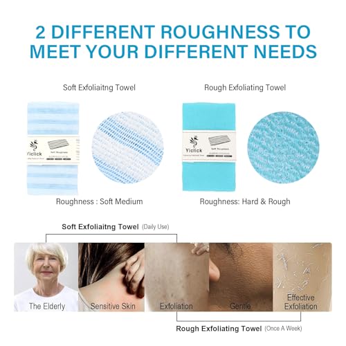 Yiclick Exfoliating Washcloth Towel - 2PCS Body Scrubber for Smooth Skin