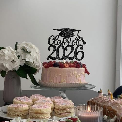 Class of 2026 Graduation Cake Topper - Glitter Decor for Parties