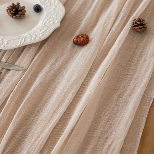 Light Beige Cheesecloth Table Runner 35x120in - Elegant Home Décor