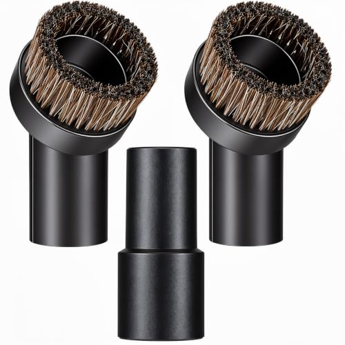 Horse Hair Vacuum Brush Attachment Set - 1-1/4" Round Dusting Brush (2 Pack)