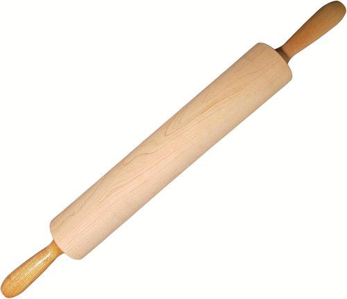 Frieling Rolling Pin - 2.75" x 15" Natural Wood Dough Roller with Nylon Bushings for Smooth Baking
