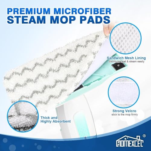 HOMEXCEL Steam Mop Replacement Pads 4 Pack - Reusable Microfiber
