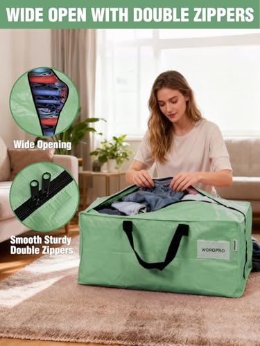 WORKPRO Extra Large Moving Bags - 8 Pack Green Heavy-Duty Storage Totes