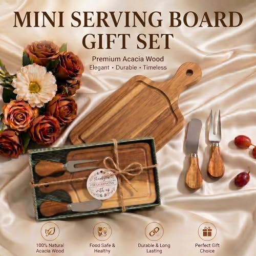 Acacia Wood Baby Shower Prize Set Mini Charcuterie Board with Utensils - Ziliny