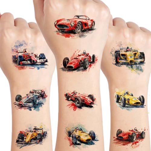 Race Car Temporary Tattoos for Kids - 10 Sheets Waterproof Party Favors