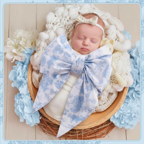 Blue Newborn Swaddle Bowknot Sash - Soft Cotton Photography Prop