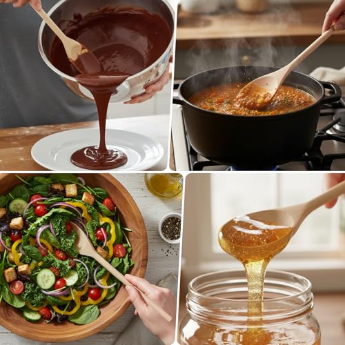 LorisArm Wooden Cooking Spoon Set - 3 Sizes, Maple Wood Utensils