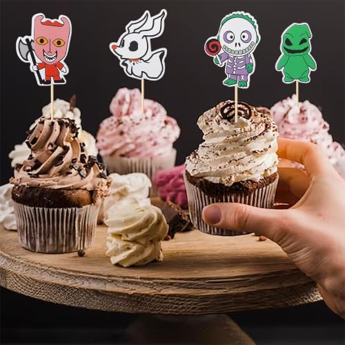 Halloween Skull Ghost Cupcake Toppers Set of 5 - Scary Party Decorations