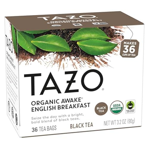 TAZO Organic Awake English Breakfast Black Tea, 36 Count (Pack of 4)