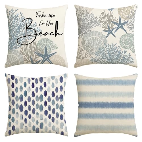 AVOIN Colorlife Summer Throw Pillow Covers - 18" Ocean Starfish (Set of 4)