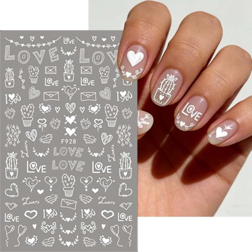 Valentine Nail Art Stickers - 8 Sheets 3D Self-Adhesive Heart Decals