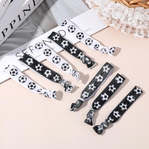 Nogeqi 10 Pcs Soccer Hair Ties Elastic No Crease Ribbon for Girls
