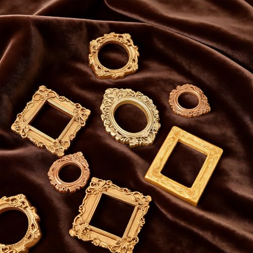 10pcs Mini Gold Picture Frames - Vintage Resin Photo Display