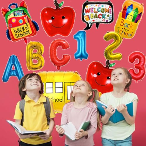 12Pcs Back to School Balloons Set | Welcome & First Day Decorations