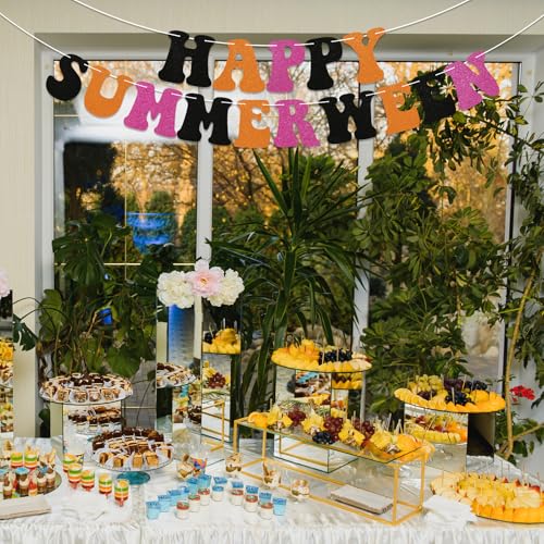 Happy Summerween Glitter Banner - Summer Halloween Party Decorations