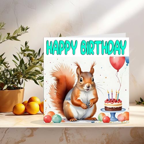 Squirrel Birthday Card - Funny Animal Greeting Card with Envelope