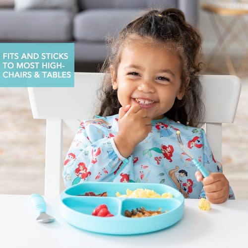 Bumkins Toddler & Baby Suction Plate Gray-Blue Divided Silicone Feeding Dish