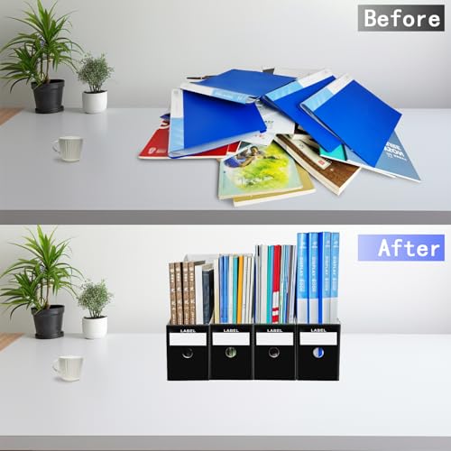 Limitliho 2-Pack Black Cardboard Magazine Holder for Desk Organization