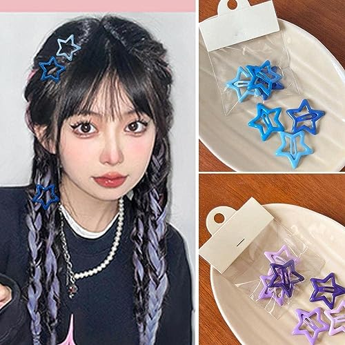 15-Piece Blue Star Hair Barrette Set Alloy Hair Clips
