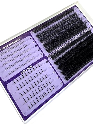 HBZGTLAD DIY Lash Clusters Kit with Spikes - D Curl Manga Eyelash Extensions