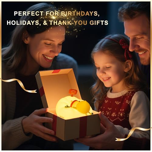 AuroraNiteBeam Duck Night Light for Kids, 7-Color Silicone Nursery Lamp