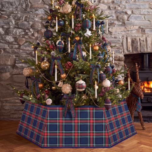 Poen Tartan Plaid Christmas Tree Collar - 29-inch Holiday Tree Skirt