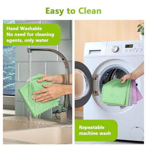 HOMEXCEL Multicolor Glass Cleaning Cloths - 6 Pack, Lint-Free Towels
