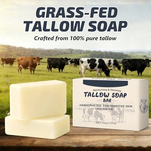 Grass-Fed Beef Tallow Soap Bar - Organic Moisturizing Face & Body Wash