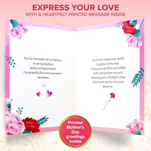 Gold Foil Mother's Day Card for Wife - 5x7in with Stickers