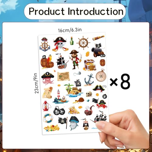 Gameza Pirate Temporary Tattoos - 200+ Party Favors & Skull Crew Designs