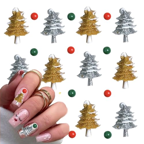 100Pcs Christmas Nail Charms 3D Resin Holiday Gems & Rhinestones