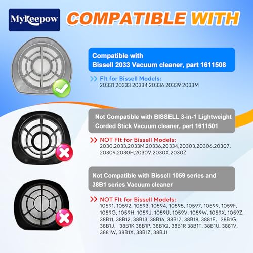 Compatible Bissell Featherweight Vacuum Filters - 3 Pack with Foam Filters