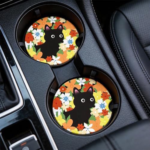 Absorbent Ceramic Car Coasters - 2 Pack with Finger Slot