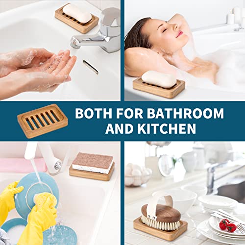 DEBETOOL Teak Wood Soap Dish - 2-Pack Self-Draining Holder for Bathroom & Kitchen