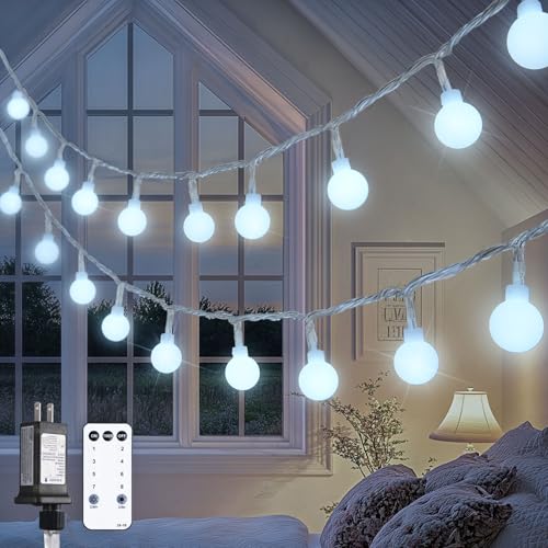 Indoor & Outdoor Waterproof Globe String Lights - 200 LEDs, White, 116ft, Remote