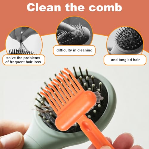 Penitue 2-in-1 Hair Brush Cleaner Tool and Comb Rake (2 Pack)