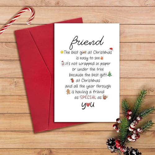 Heartwarming Christmas Card for Best Friend - Premium 8x5.3 Inches