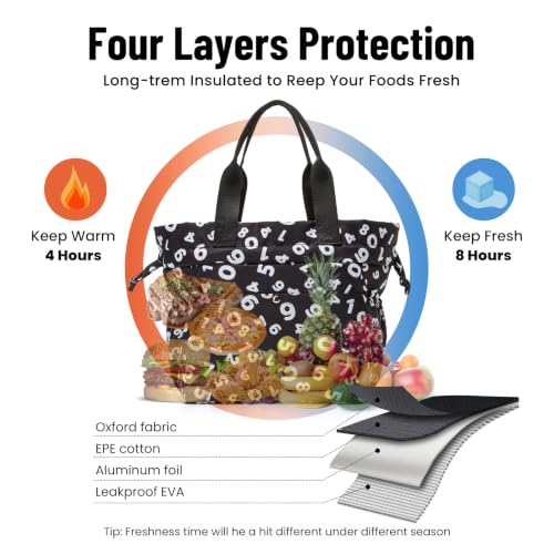 MEXS Insulated Lunch Bag for Women - Large Drawstring Tote