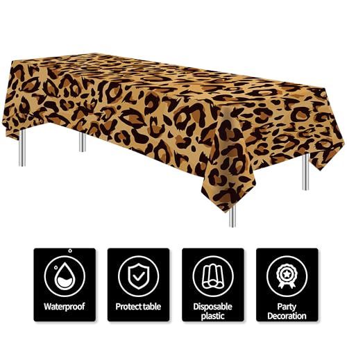 Leopard Print Tablecloths - 3 Pack Disposable Party Covers 54x108in