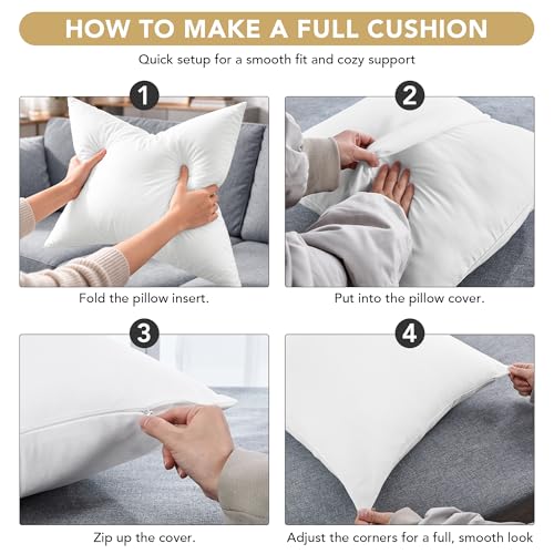 Deconovo Faux Linen Throw Pillow Covers 18x18, Set of 4, Linen White