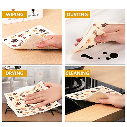 Geiserailie 6 Pack Cat Dishcloths - Reusable Kitchen Towels