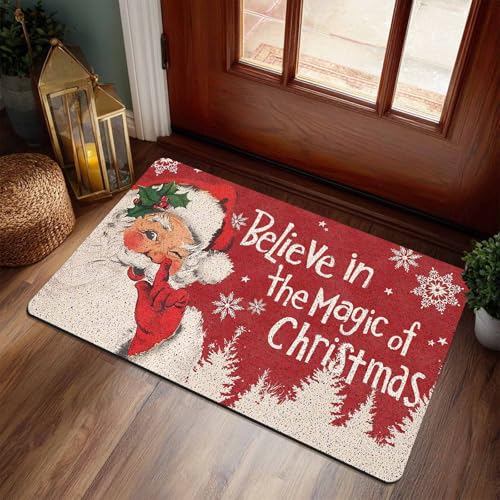 Christmas Doormat with Santa Claus Design | 16" x 24" Non-Slip Mat
