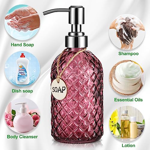 MOCLIF 16 oz Purple Glass Soap Dispenser with Rustproof Stainless Pump