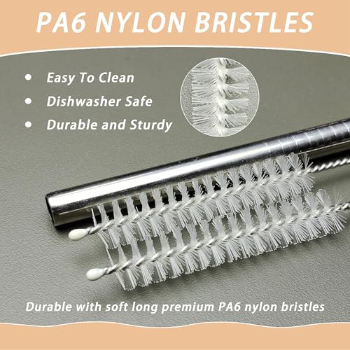 Reusable Straw Cleaner Brush Set - 2 Pack with Nylon Bristles