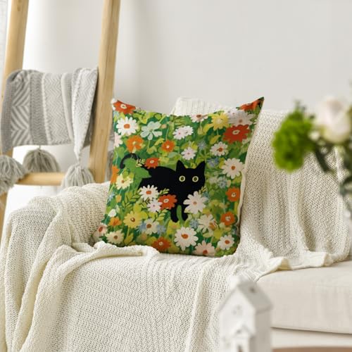 Black Cat Throw Pillow Cover 18x18 - AVOIN Colorlife