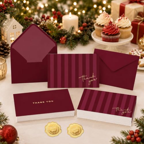 24 Pack Thank You Cards with Envelopes and Stickers for Christmas Holiday