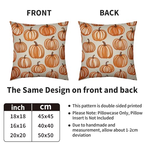 Fall Thanksgiving Pillow Covers Set of 2 - 18x18 Burnt Orange Pumpkin