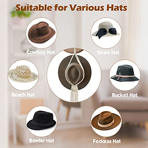 Bohemian Hat Rack for Wall - Hand-Woven Cotton Organizer
